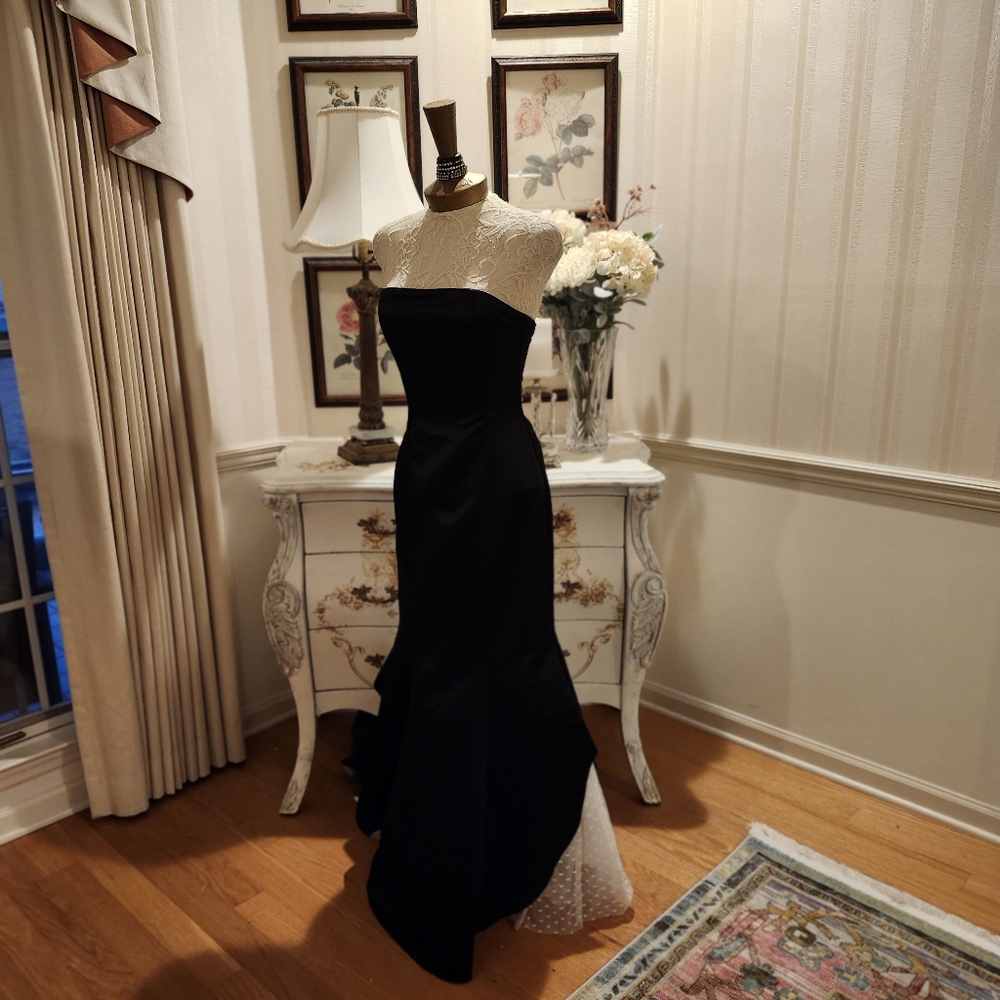 Jessica McClintock Gunne Sax B&W Vintage Y2K  Prom Evening Gown 5/6